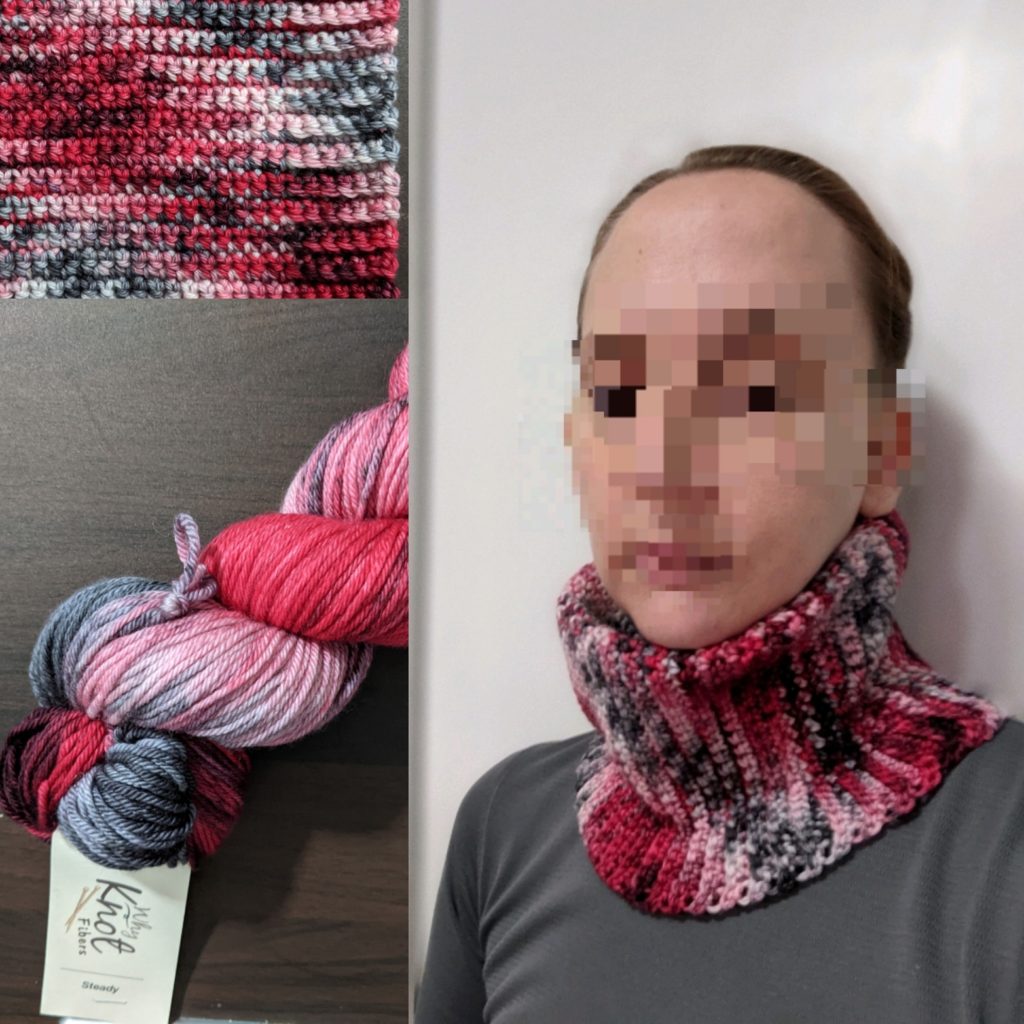 Pink and grey yarn and cowl collage